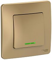 Переключатель с подсветкой с рамкой Systeme Electric Blanca 1-кл. проходной титан картинка